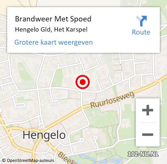 Locatie op kaart van de 112 melding: Brandweer Met Spoed Naar Hengelo Gld, Het Karspel op 11 maart 2018 16:52