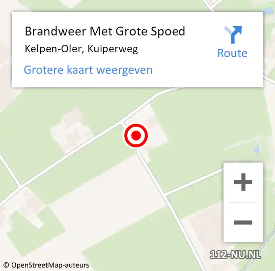 Locatie op kaart van de 112 melding: Brandweer Met Grote Spoed Naar Kelpen-Oler, Kuiperweg op 11 maart 2018 16:54