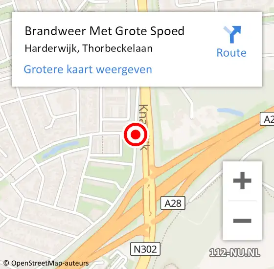 Locatie op kaart van de 112 melding: Brandweer Met Grote Spoed Naar Harderwijk, Thorbeckelaan op 11 maart 2018 17:06