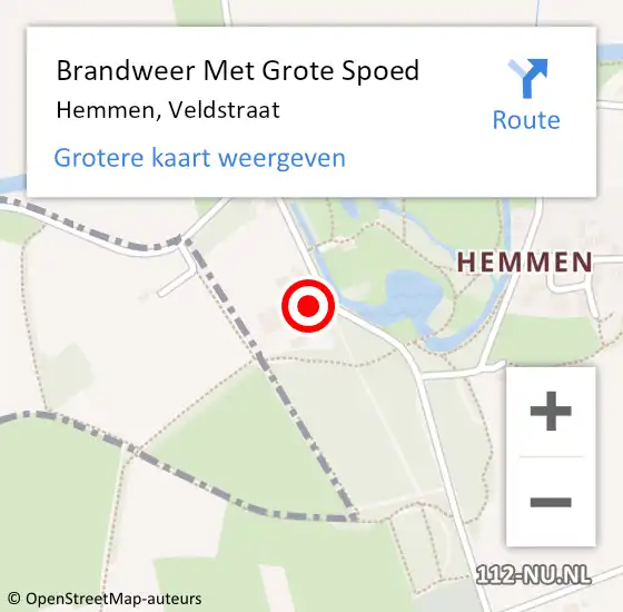 Locatie op kaart van de 112 melding: Brandweer Met Grote Spoed Naar Hemmen, Veldstraat op 11 maart 2018 17:21