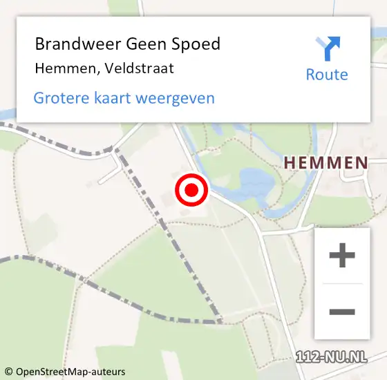 Locatie op kaart van de 112 melding: Brandweer Geen Spoed Naar Hemmen, Veldstraat op 11 maart 2018 17:24