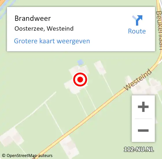 Locatie op kaart van de 112 melding: Brandweer Oosterzee, Westeind op 11 maart 2018 17:59