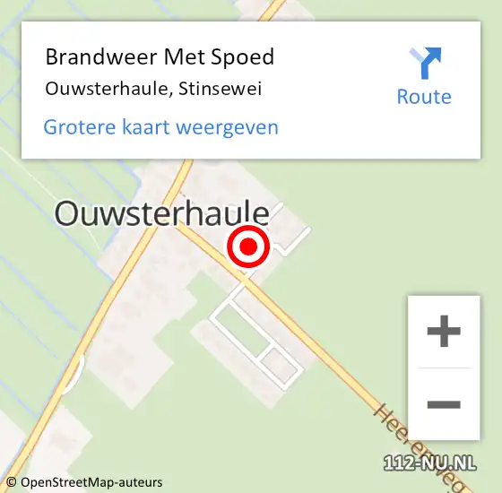 Locatie op kaart van de 112 melding: Brandweer Met Spoed Naar Ouwsterhaule, Stinsewei op 11 maart 2018 18:05