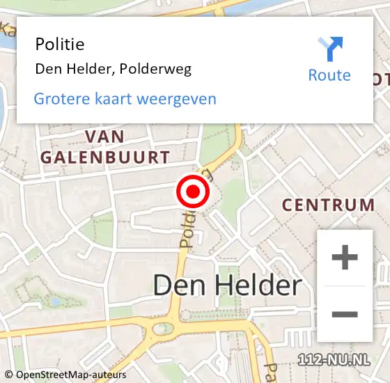 Locatie op kaart van de 112 melding: Politie Den Helder, Polderweg op 11 maart 2018 18:47