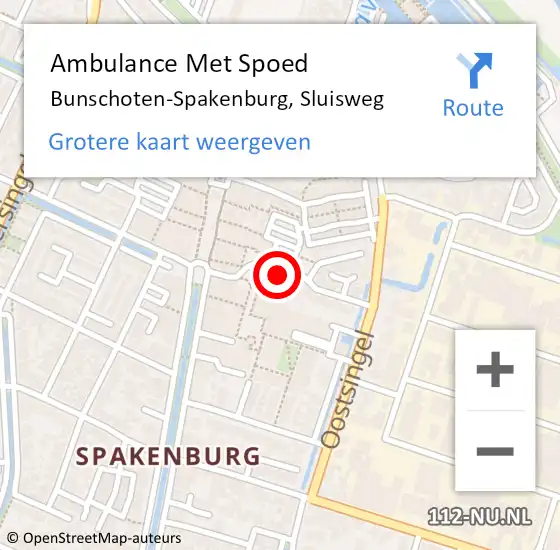 Locatie op kaart van de 112 melding: Ambulance Met Spoed Naar Bunschoten-Spakenburg, Sluisweg op 11 maart 2018 18:48