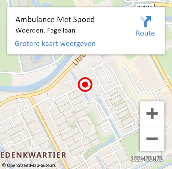 Locatie op kaart van de 112 melding: Ambulance Met Spoed Naar Woerden, Fagellaan op 11 maart 2018 19:20