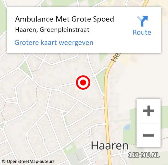 Locatie op kaart van de 112 melding: Ambulance Met Grote Spoed Naar Haaren, Groenpleinstraat op 11 maart 2018 19:25