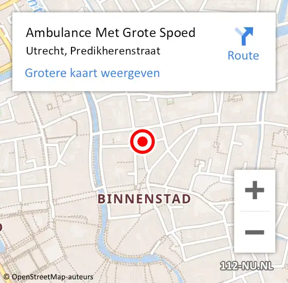 Locatie op kaart van de 112 melding: Ambulance Met Grote Spoed Naar Utrecht, Predikherenstraat op 11 maart 2018 20:02