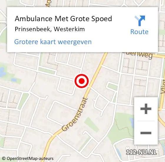 Locatie op kaart van de 112 melding: Ambulance Met Grote Spoed Naar Prinsenbeek, Westerkim op 11 maart 2018 20:10