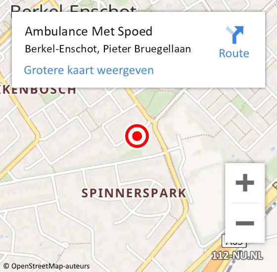 Locatie op kaart van de 112 melding: Ambulance Met Spoed Naar Berkel-Enschot, Pieter Bruegellaan op 11 maart 2018 20:31