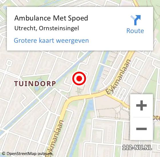 Locatie op kaart van de 112 melding: Ambulance Met Spoed Naar Utrecht, Ornsteinsingel op 11 maart 2018 21:47