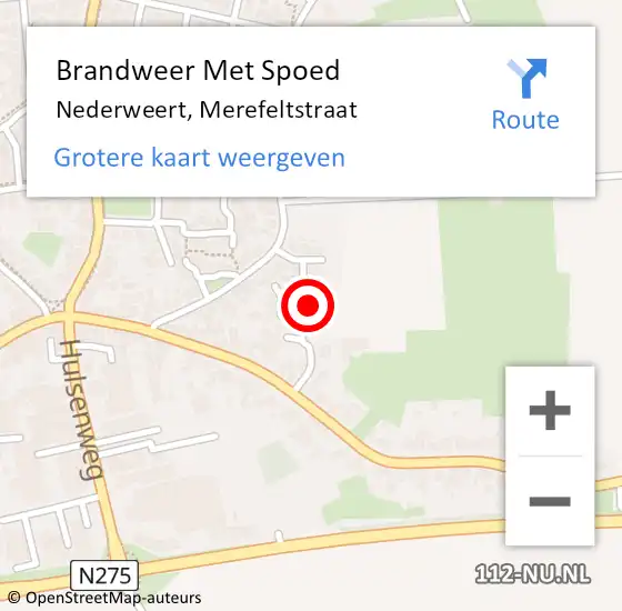 Locatie op kaart van de 112 melding: Brandweer Met Spoed Naar Nederweert, Merefeltstraat op 11 maart 2018 22:43