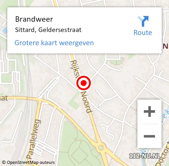 Locatie op kaart van de 112 melding: Brandweer Sittard, Geldersestraat op 18 februari 2014 21:30