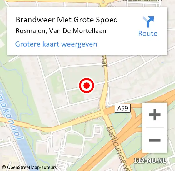 Locatie op kaart van de 112 melding: Brandweer Met Grote Spoed Naar Rosmalen, Van De Mortellaan op 11 maart 2018 23:29