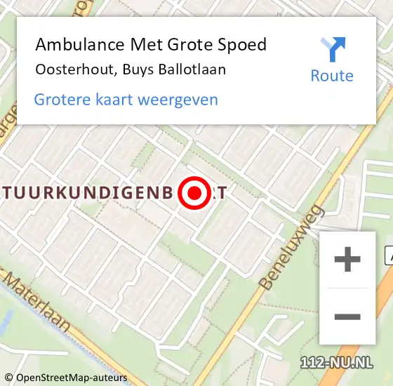 Locatie op kaart van de 112 melding: Ambulance Met Grote Spoed Naar Oosterhout, Buys Ballotlaan op 11 maart 2018 23:36