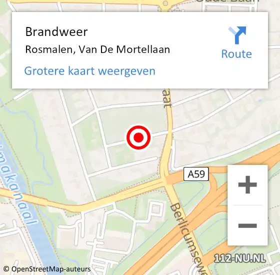 Locatie op kaart van de 112 melding: Brandweer Rosmalen, Van De Mortellaan op 11 maart 2018 23:53