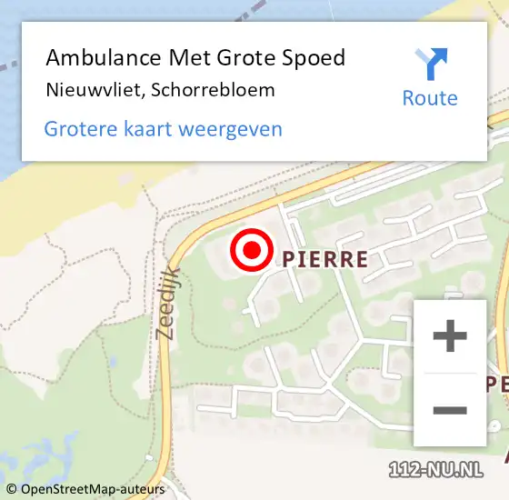 Locatie op kaart van de 112 melding: Ambulance Met Grote Spoed Naar Nieuwvliet, Schorrebloem op 12 maart 2018 00:09