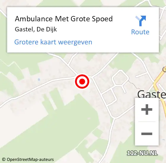 Locatie op kaart van de 112 melding: Ambulance Met Grote Spoed Naar Gastel, De Dijk op 12 maart 2018 01:44