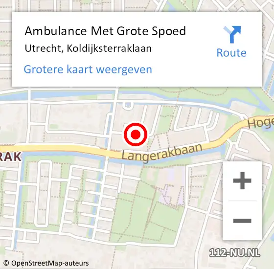 Locatie op kaart van de 112 melding: Ambulance Met Grote Spoed Naar Utrecht, Koldijksterraklaan op 12 maart 2018 01:52