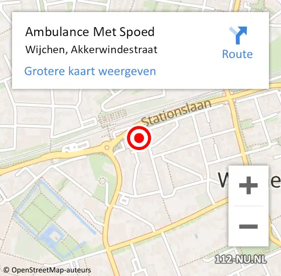 Locatie op kaart van de 112 melding: Ambulance Met Spoed Naar Wijchen, Akkerwindestraat op 12 maart 2018 02:58