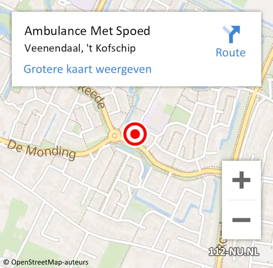 Locatie op kaart van de 112 melding: Ambulance Met Spoed Naar Veenendaal, 't Kofschip op 12 maart 2018 03:49