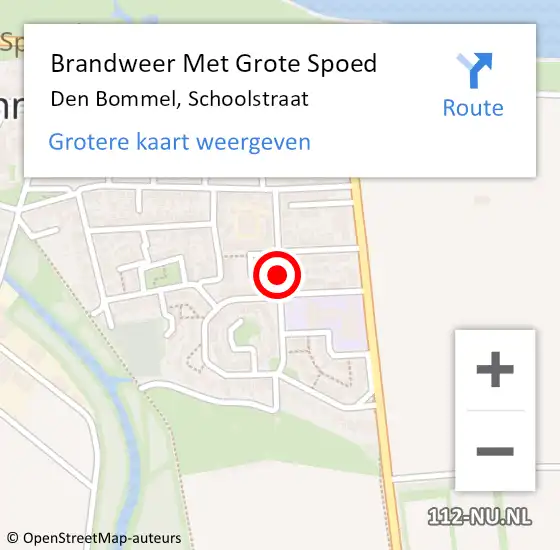 Locatie op kaart van de 112 melding: Brandweer Met Grote Spoed Naar Den Bommel, Schoolstraat op 12 maart 2018 04:10