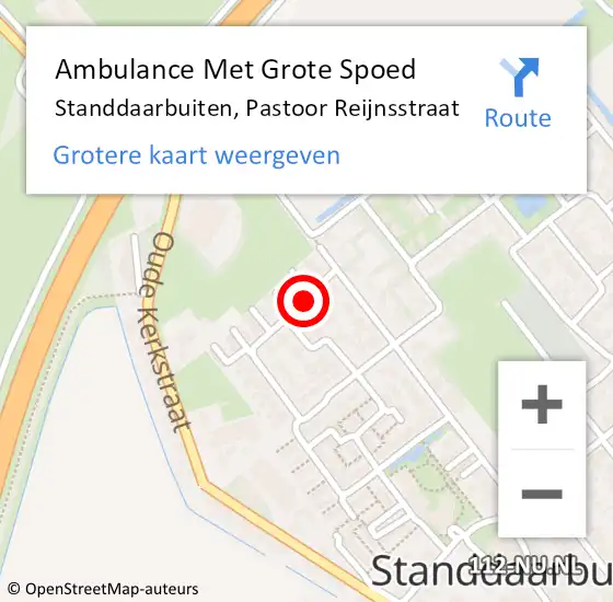 Locatie op kaart van de 112 melding: Ambulance Met Grote Spoed Naar Standdaarbuiten, Pastoor Reijnsstraat op 12 maart 2018 05:24