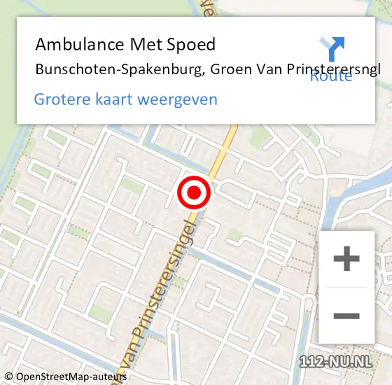 Locatie op kaart van de 112 melding: Ambulance Met Spoed Naar Bunschoten-Spakenburg, Groen Van Prinsterersngl op 12 maart 2018 05:36