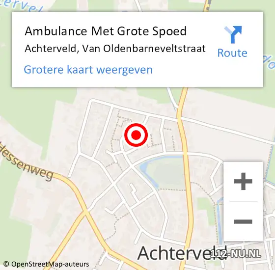 Locatie op kaart van de 112 melding: Ambulance Met Grote Spoed Naar Achterveld, Van Oldenbarneveltstraat op 12 maart 2018 06:42