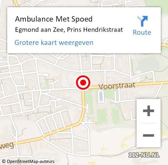 Locatie op kaart van de 112 melding: Ambulance Met Spoed Naar Egmond aan Zee, Prins Hendrikstraat op 12 maart 2018 07:38