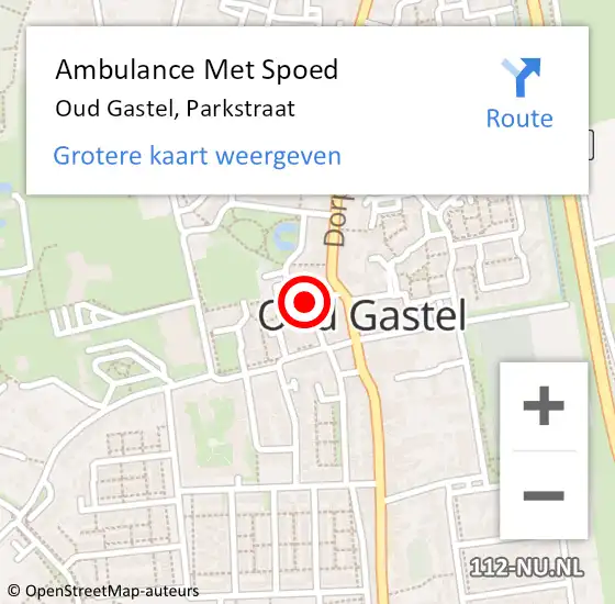 Locatie op kaart van de 112 melding: Ambulance Met Spoed Naar Oud Gastel, Parkstraat op 12 maart 2018 08:19