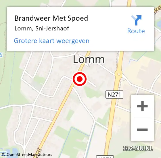 Locatie op kaart van de 112 melding: Brandweer Met Spoed Naar Lomm, Sni-Jershaof op 12 maart 2018 09:21