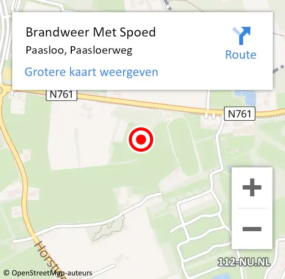 Locatie op kaart van de 112 melding: Brandweer Met Spoed Naar Paasloo, Paasloerweg op 18 februari 2014 22:20