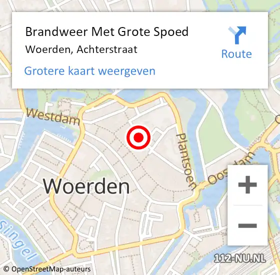 Locatie op kaart van de 112 melding: Brandweer Met Grote Spoed Naar Woerden, Achterstraat op 12 maart 2018 09:59