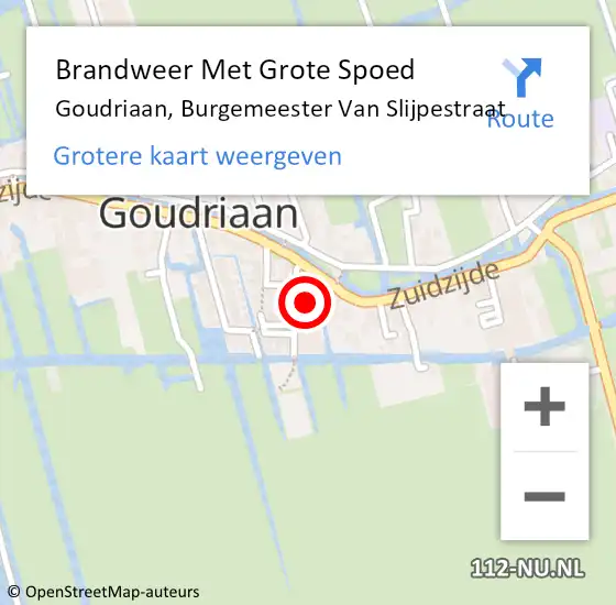 Locatie op kaart van de 112 melding: Brandweer Met Grote Spoed Naar Goudriaan, Burgemeester Van Slijpestraat op 12 maart 2018 10:09