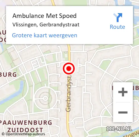 Locatie op kaart van de 112 melding: Ambulance Met Spoed Naar Vlissingen, Gerbrandystraat op 12 maart 2018 10:10