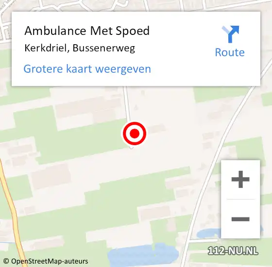 Locatie op kaart van de 112 melding: Ambulance Met Spoed Naar Kerkdriel, Bussenerweg op 12 maart 2018 10:38