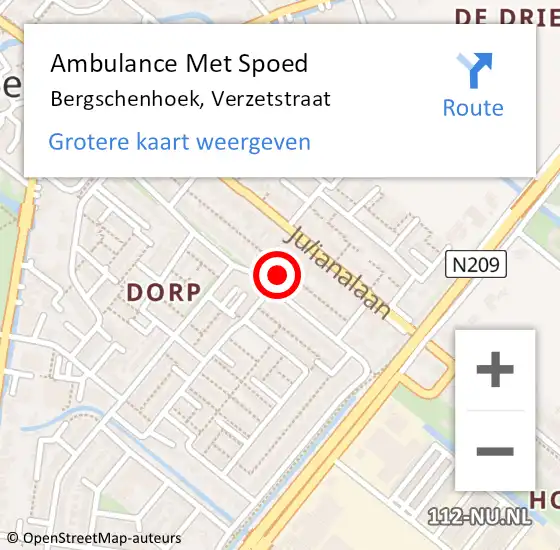 Locatie op kaart van de 112 melding: Ambulance Met Spoed Naar Bergschenhoek, Verzetstraat op 12 maart 2018 10:46