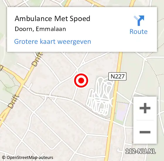 Locatie op kaart van de 112 melding: Ambulance Met Spoed Naar Doorn, Emmalaan op 12 maart 2018 10:56