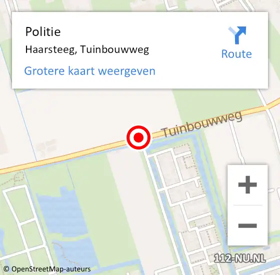 Locatie op kaart van de 112 melding: Politie Haarsteeg, Tuinbouwweg op 12 maart 2018 11:03