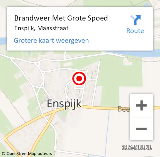 Locatie op kaart van de 112 melding: Brandweer Met Grote Spoed Naar Enspijk, Maasstraat op 12 maart 2018 11:08