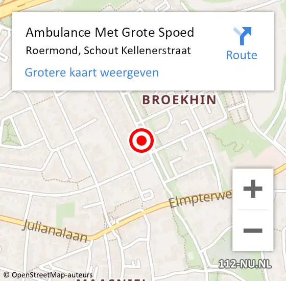 Locatie op kaart van de 112 melding: Ambulance Met Grote Spoed Naar Roermond, Schout Kellenerstraat op 12 maart 2018 12:13