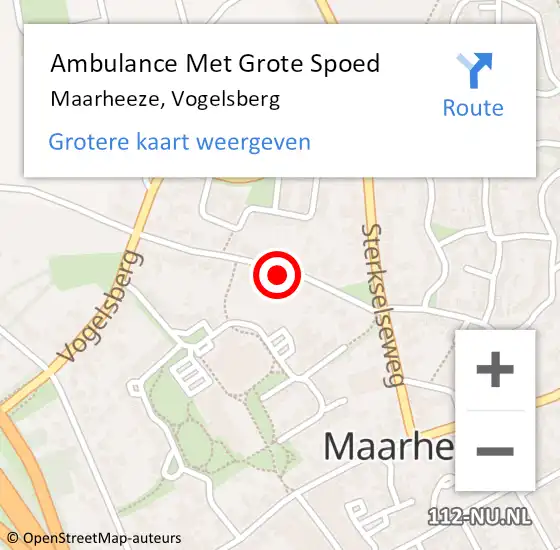 Locatie op kaart van de 112 melding: Ambulance Met Grote Spoed Naar Maarheeze, Vogelsberg op 12 maart 2018 12:32