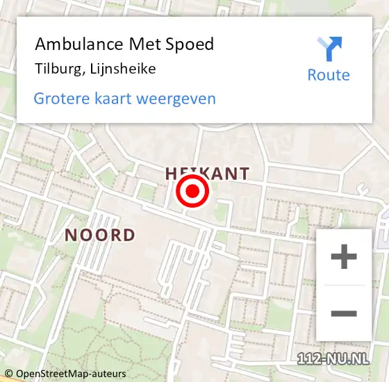 Locatie op kaart van de 112 melding: Ambulance Met Spoed Naar Tilburg, Lijnsheike op 12 maart 2018 12:56