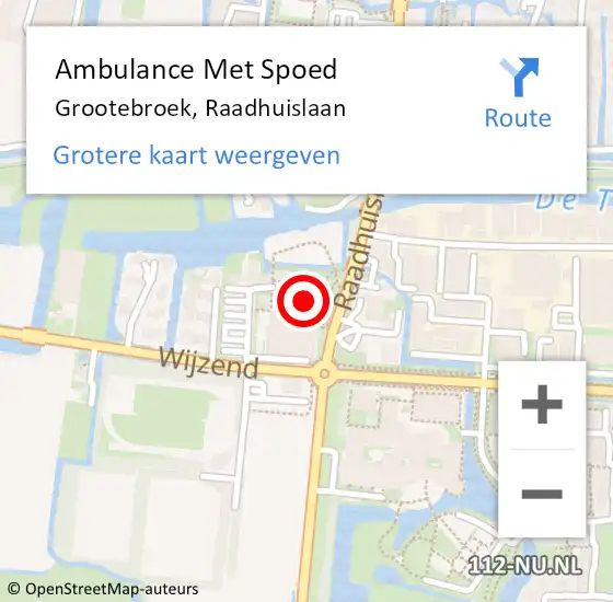 Locatie op kaart van de 112 melding: Ambulance Met Spoed Naar Grootebroek, Raadhuislaan op 12 maart 2018 13:52