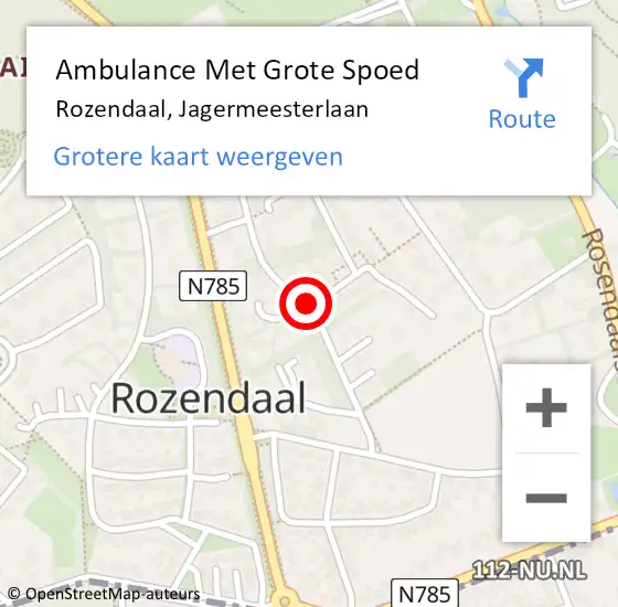 Locatie op kaart van de 112 melding: Ambulance Met Grote Spoed Naar Rozendaal, Jagermeesterlaan op 12 maart 2018 14:04