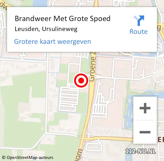 Locatie op kaart van de 112 melding: Brandweer Met Grote Spoed Naar Leusden, Ursulineweg op 12 maart 2018 14:16