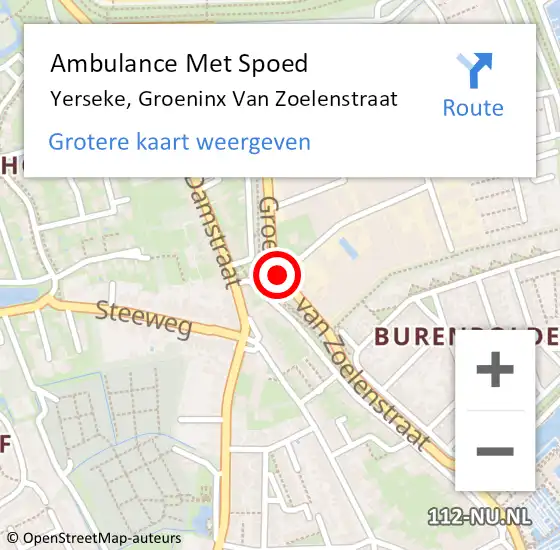 Locatie op kaart van de 112 melding: Ambulance Met Spoed Naar Yerseke, Groeninx Van Zoelenstraat op 12 maart 2018 14:43