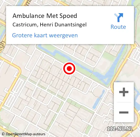 Locatie op kaart van de 112 melding: Ambulance Met Spoed Naar Castricum, Henri Dunantsingel op 12 maart 2018 14:59