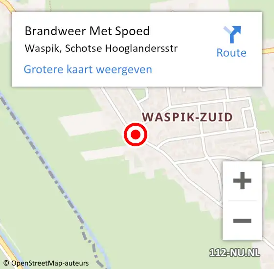 Locatie op kaart van de 112 melding: Brandweer Met Spoed Naar Waspik, Schotse Hooglandersstr op 12 maart 2018 16:02